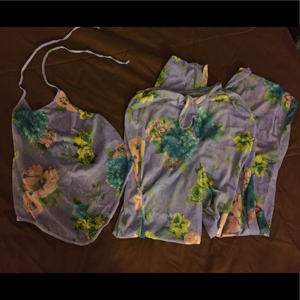 Purple floral Cover up